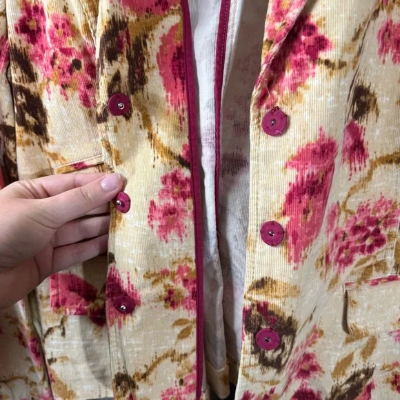 J. Jill Women’s Tan and Floral Corduroy Long Sleeve Blazer - Picture 6 of 9